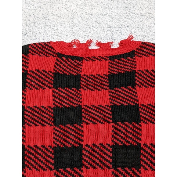 No Boundaries Plaid Cropped Red Black Grunge Punk Y2K Whimsigoth Womens Large - Picture 15 of 15